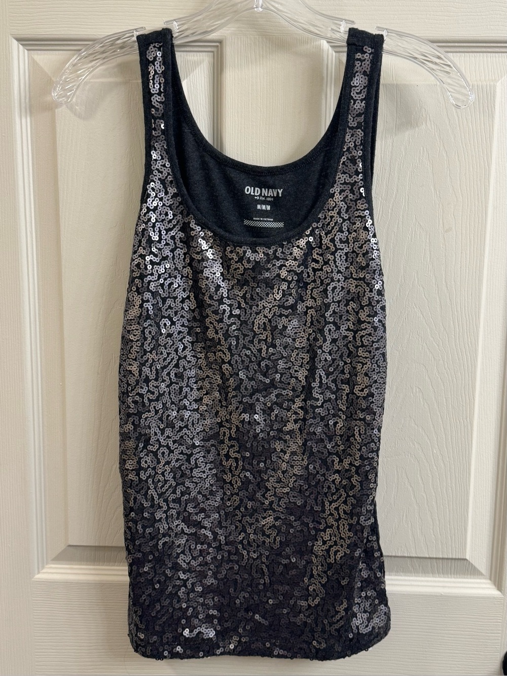Old Navy Black Sequin Scoop Neck Tank